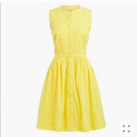 J. Crew Dresses & Skirts - J Crew eyelet shirt dress embroidered see through midi dress yellow size 18 @P